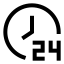 Hoursclock icon with stroke sharp style