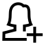 Addfemale icon with stroke sharp style
