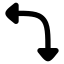 Arrowmoveleftdown icon with solid rounded style