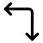 Arrowmoveleftdown icon with stroke standard style