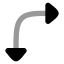 Arrowmoverightdown icon with bulk rounded style