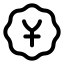 Badgejapaneseyen icon with stroke rounded style