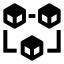 Blockchain icon with solid sharp style