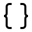 Braces icon with stroke sharp style