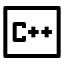 C icon with stroke sharp style