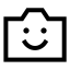 Camerasmile icon with stroke sharp style