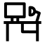 Computerdesk icon with stroke sharp style